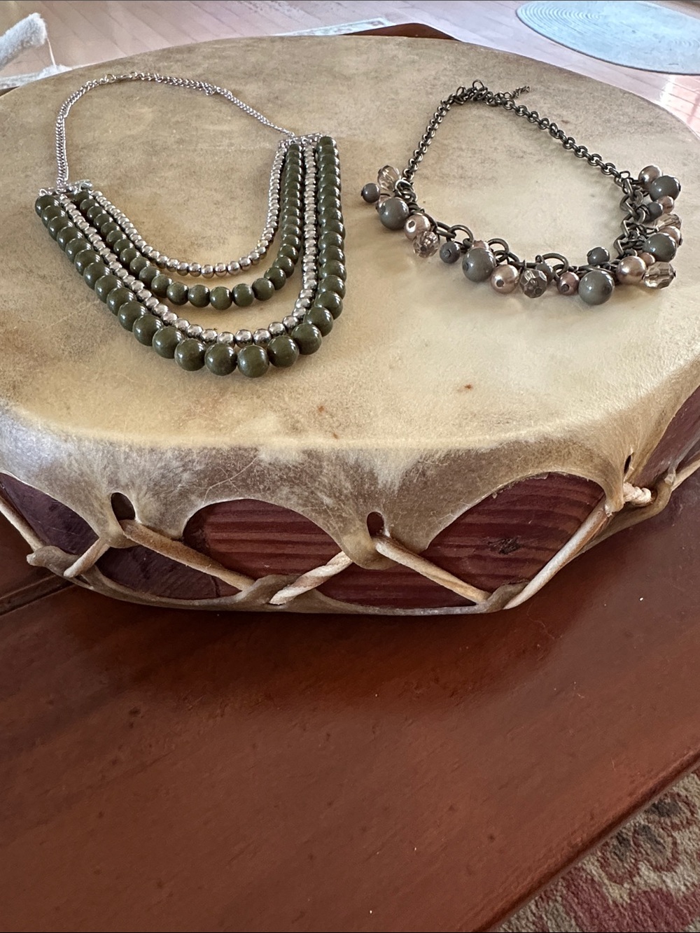 Olive Green Multi-Strand Beaded Necklace - Women Jewelry